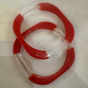 Red and Clear Geometric Bangles